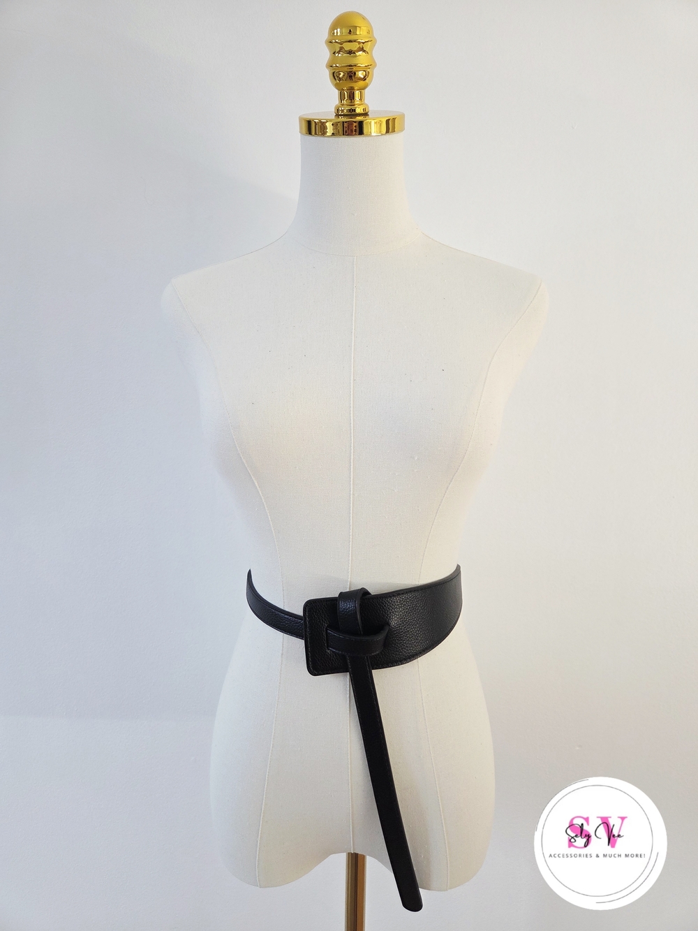 Black waist belt with knot detail